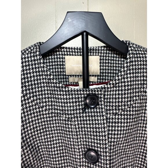 Banana Republic Black and White Checkered Ladies Pea Coat- Small - Picture 2 of 8